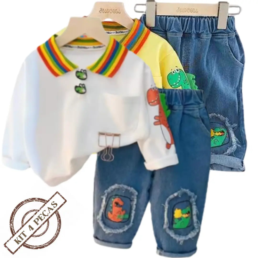 Kit Conjunto Moda Casual Camiseta + Calças 2 peças - ArcoIris