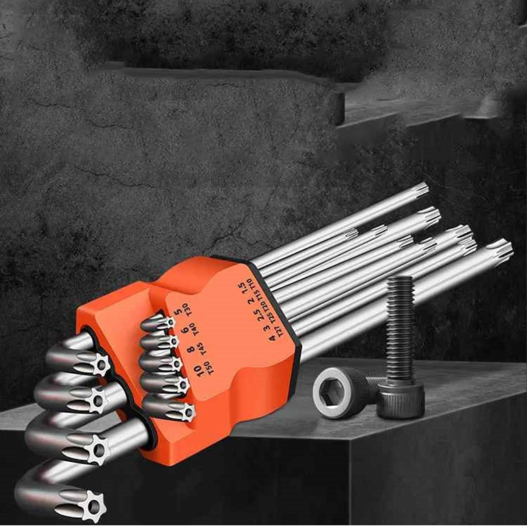 Kit Chave Torx Hexágono Hex 9 Peças - Tarkus