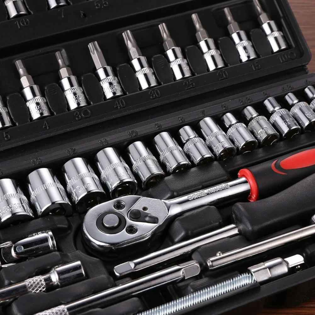kit de Ferramentas Soquetes, Chave de Fenda, Philips, Torque, Allen com 46 Peças - Drakkar