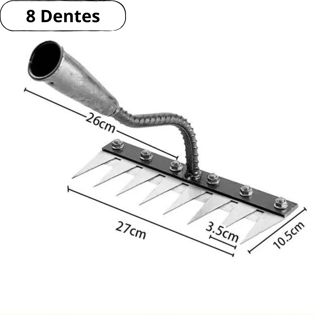 Rastelo de Aço Capina Agricola e Jardim de 5 6 7 8 Dentes - Henriqs