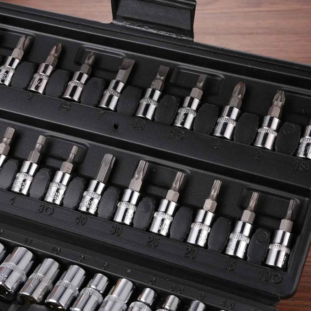kit de Ferramentas Soquetes, Chave de Fenda, Philips, Torque, Allen com 46 Peças - Drakkar