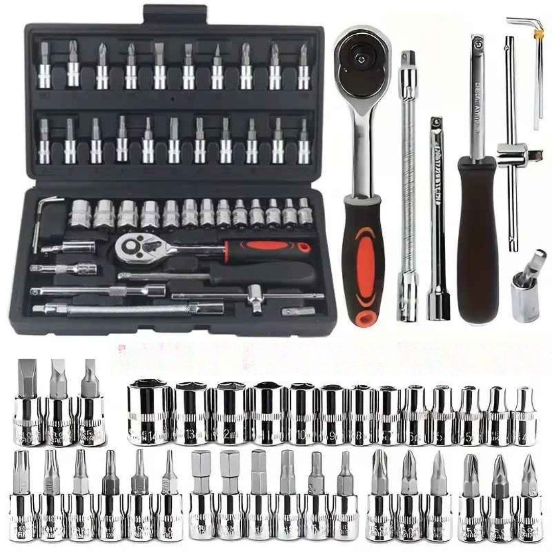 kit de Ferramentas Soquetes, Chave de Fenda, Philips, Torque, Allen com 46 Peças - Drakkar