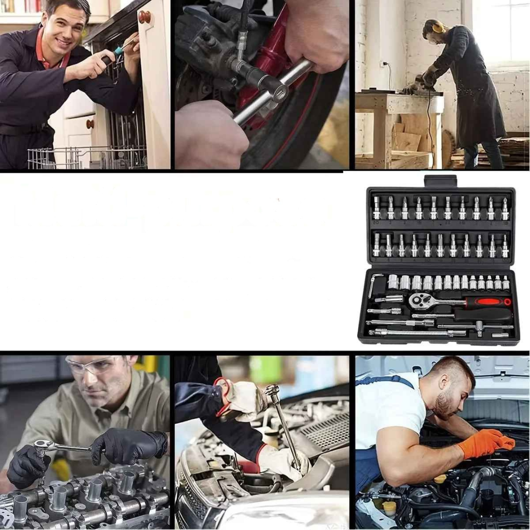 kit de Ferramentas Soquetes, Chave de Fenda, Philips, Torque, Allen com 46 Peças - Drakkar