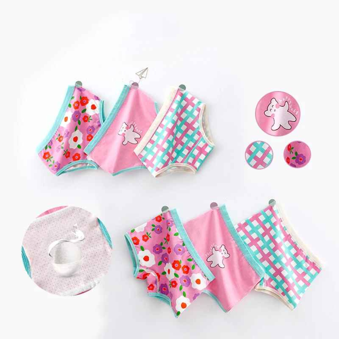 Kit Calcinha Crianças Floral 3 Peças - Cabintima