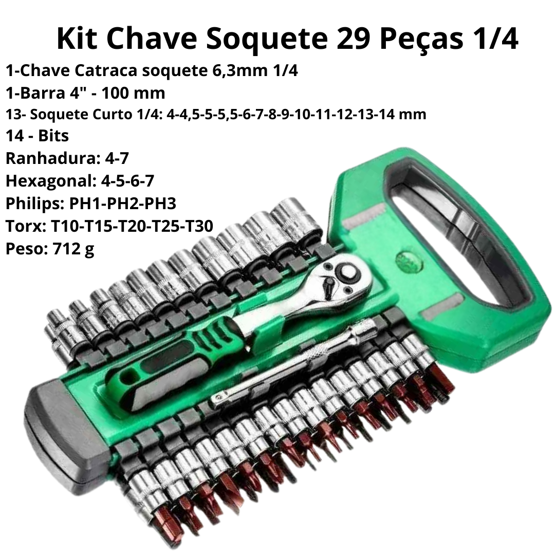Kit Chave de Soquete e Chave de Catraca 1/4 e 3/8 - Soquetools