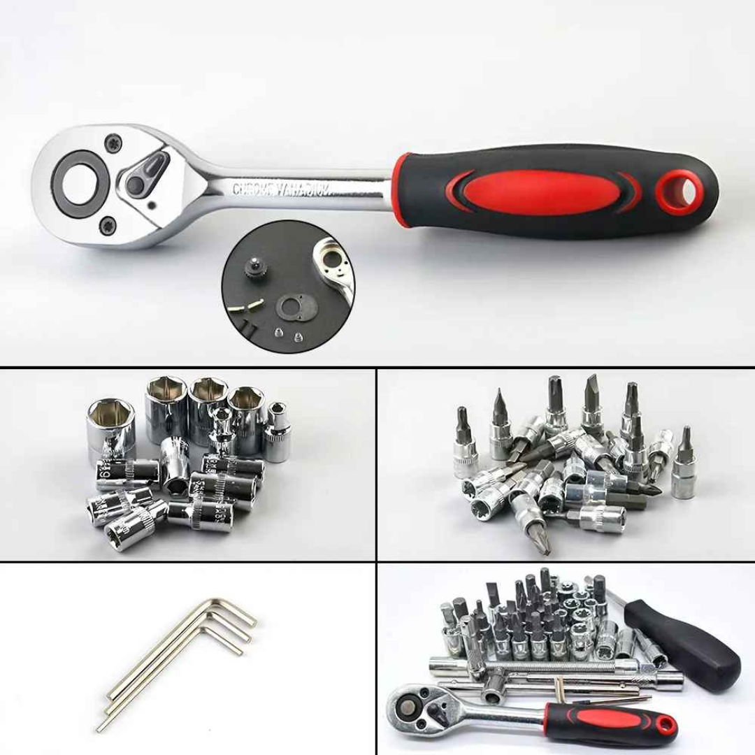 kit de Ferramentas Soquetes, Chave de Fenda, Philips, Torque, Allen com 46 Peças - Drakkar