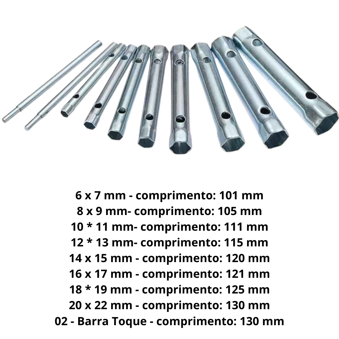 Conjunto de Chaves Tubulares Métricas 6-22mm - 10 peças - Soquetools