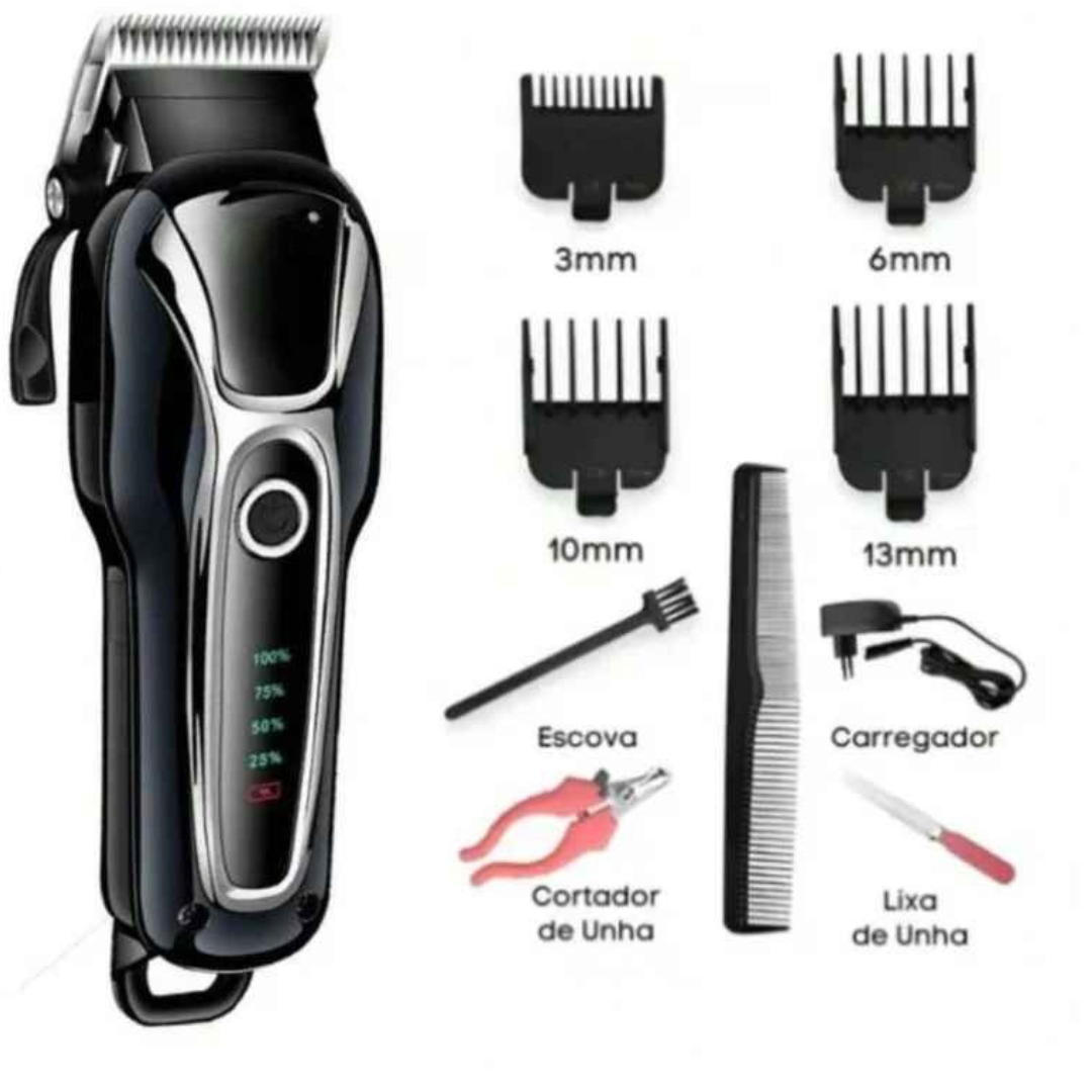 Máquina Aparador de Cabelo e Pelos Pet Profissional Recarregável - Machiney