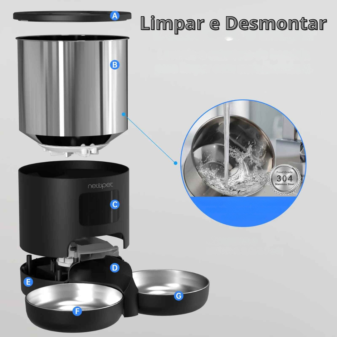 Comedouro Automático para Animais de Estimação de 5 Litros com Microfone - Laralarissa