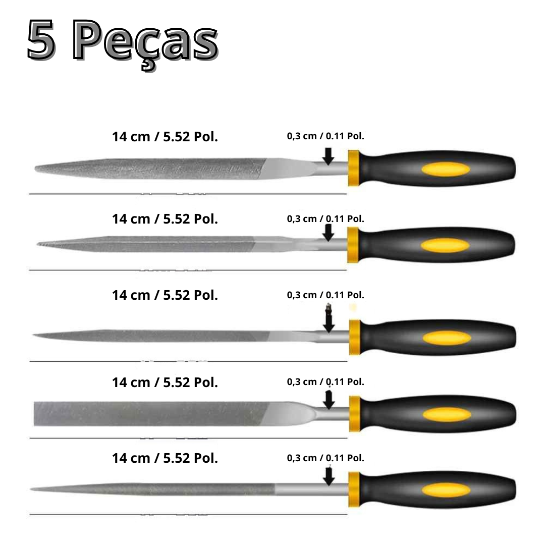 Kit Lima Liga de Aço, 5 Peças - Marcmold