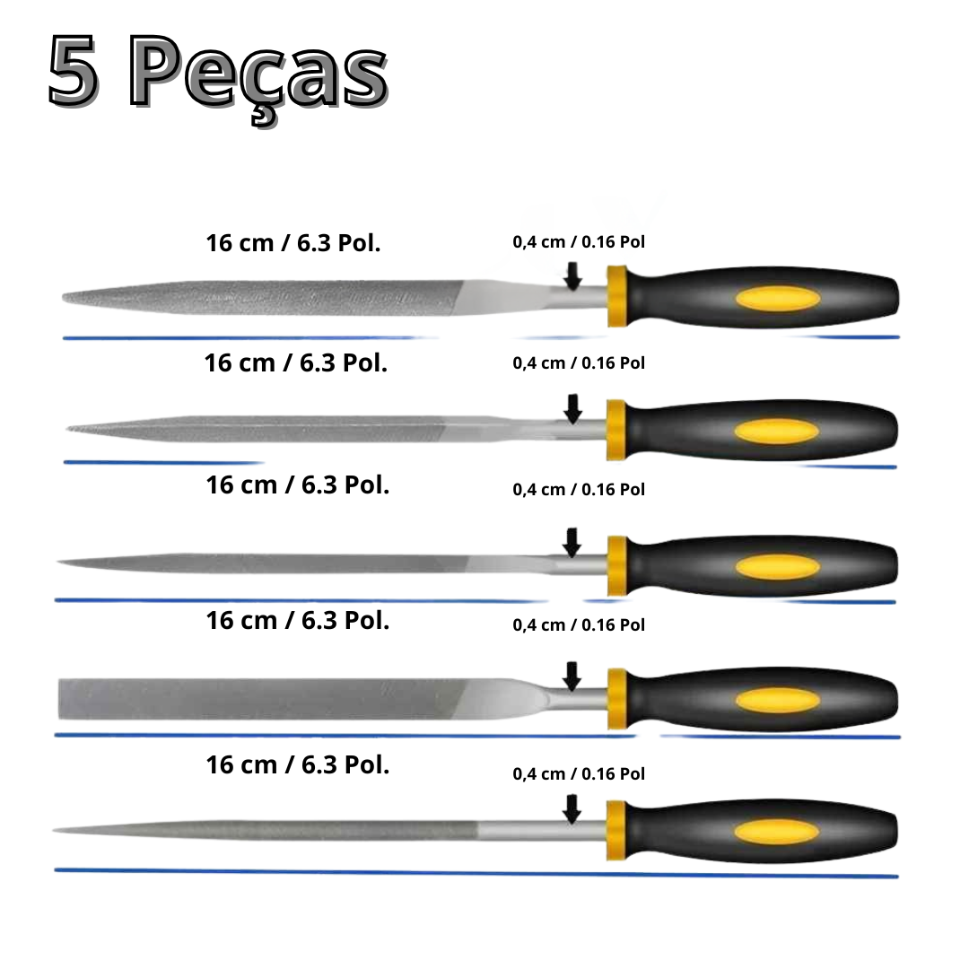 Kit Lima Liga de Aço, 5 Peças - Marcmold