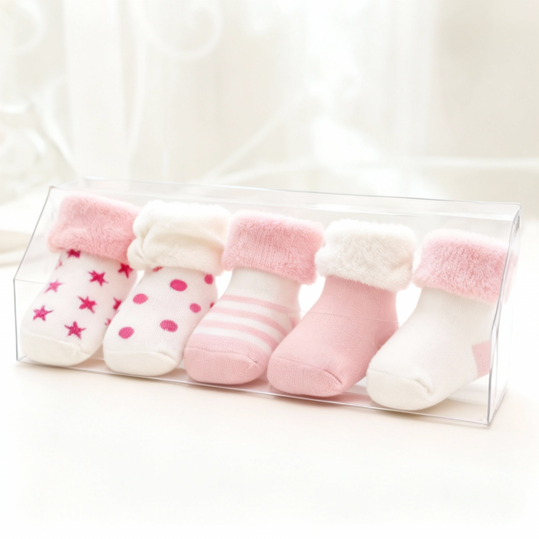 Kit Meias de Pelúcia Infantil Confortável para seu Bebê 5 Pares - Luvala
