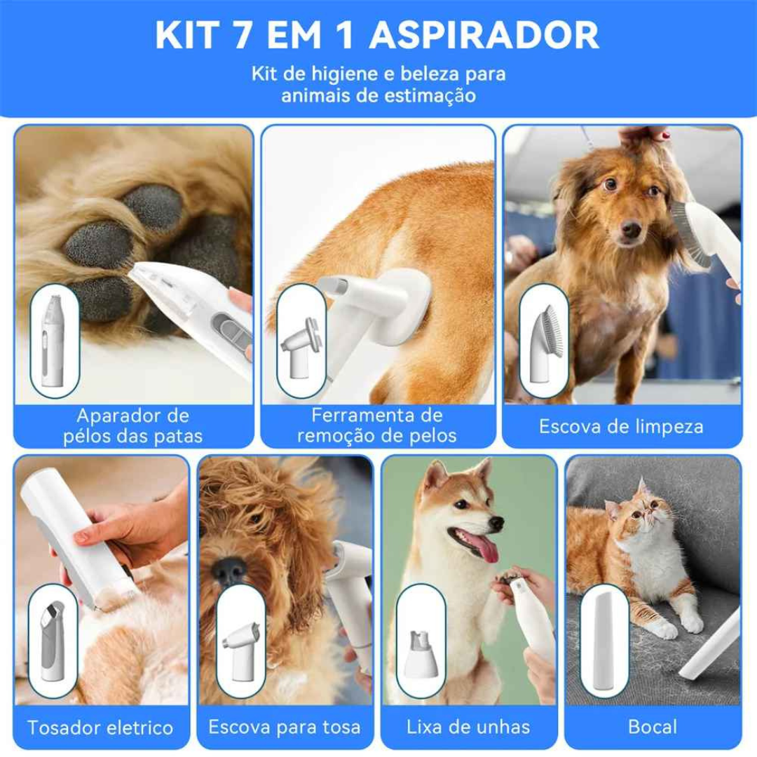 Kit Aspirador de Pelos para Pet - PegaPelo