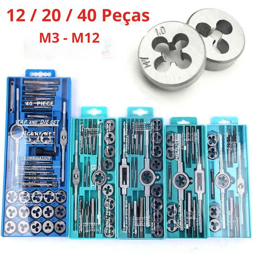 Kit de Machos e Cossinetes Métricos para Roscas - Ironrosk