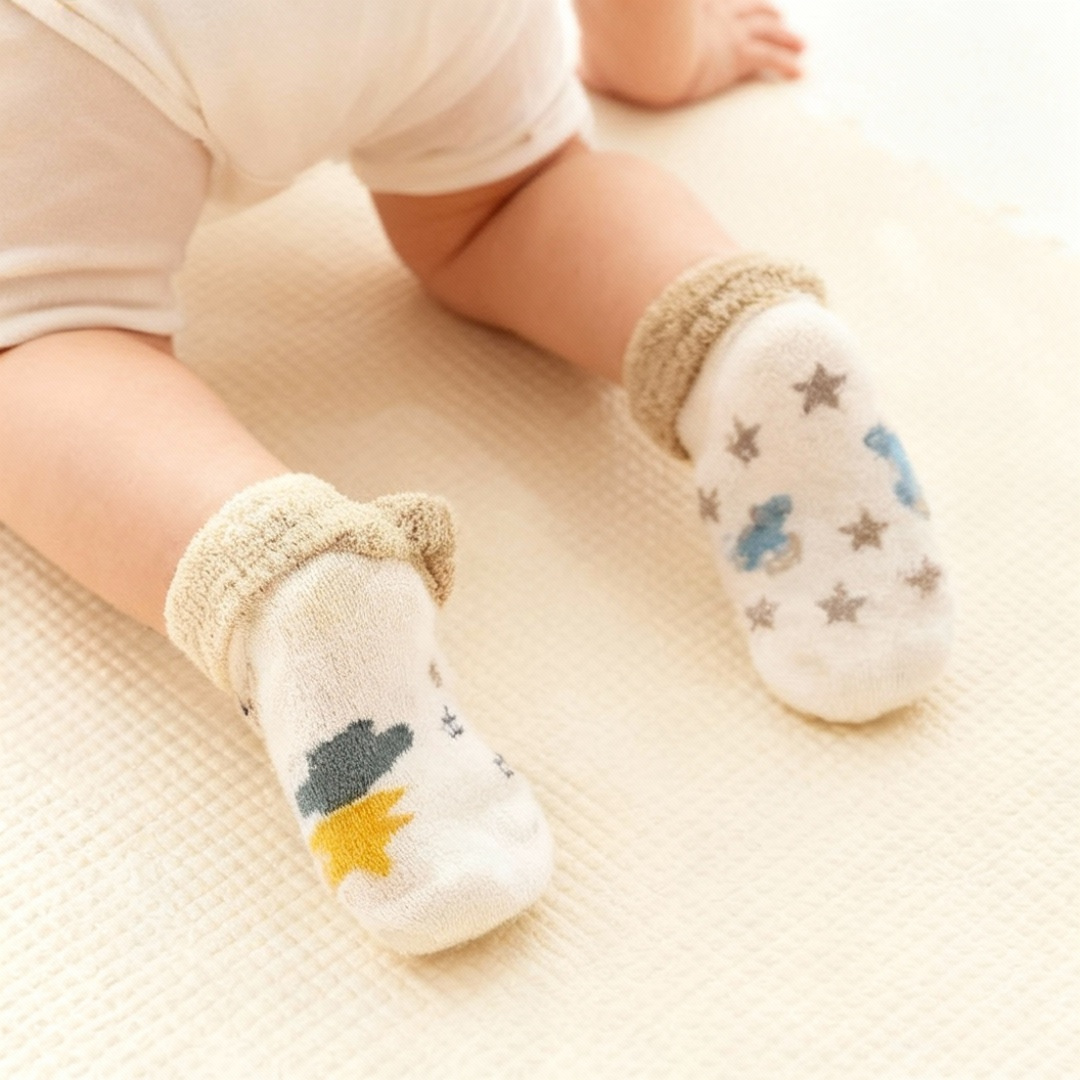 Kit Meias de Pelúcia Infantil Confortável para seu Bebê 5 Pares - Luvala