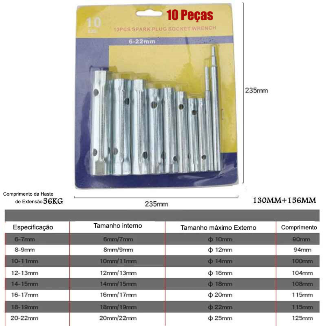 Kit Chaves Tubulares de Aço Métrico - VelaTools