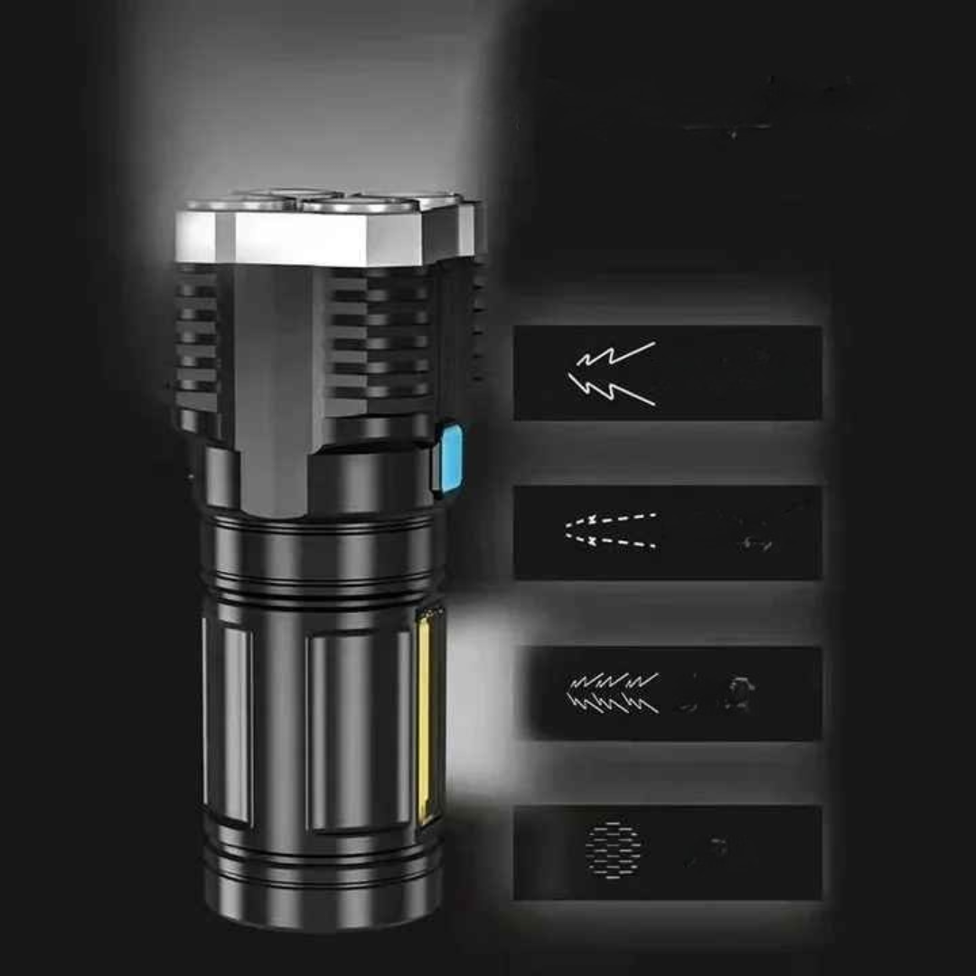 Lanterna com 4 LEDs Usb Recarregável, Alta Potência - Vectro
