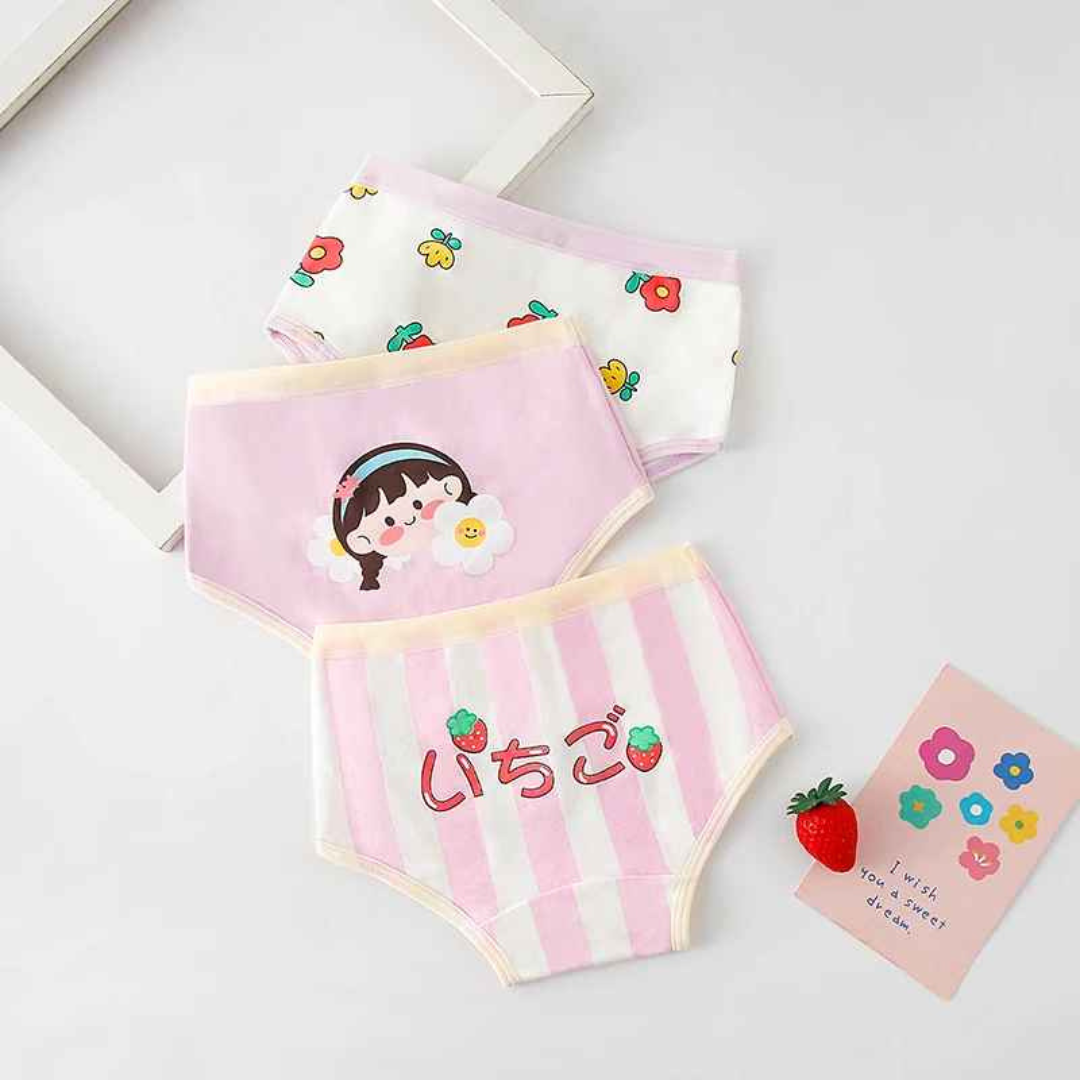 Kit Calcinha Crianças Floral 3 Peças - Cabintima