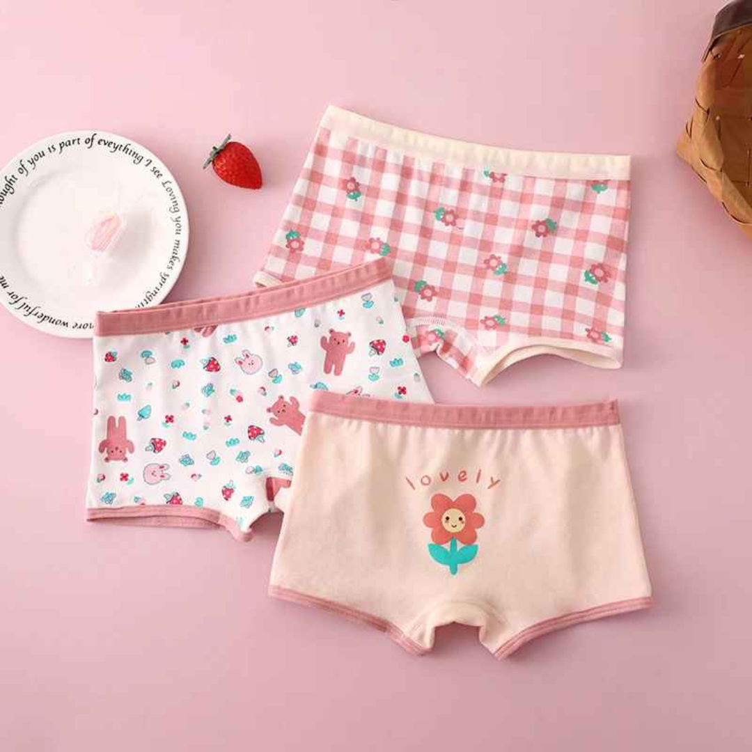 Kit Calcinha Crianças Floral 3 Peças - Cabintima