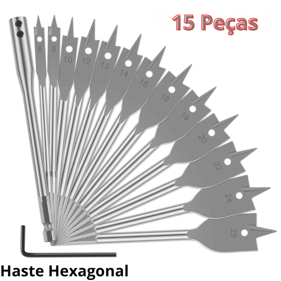 Kit Broca Chata 6 - 25 mm 15 Peças - Repalle