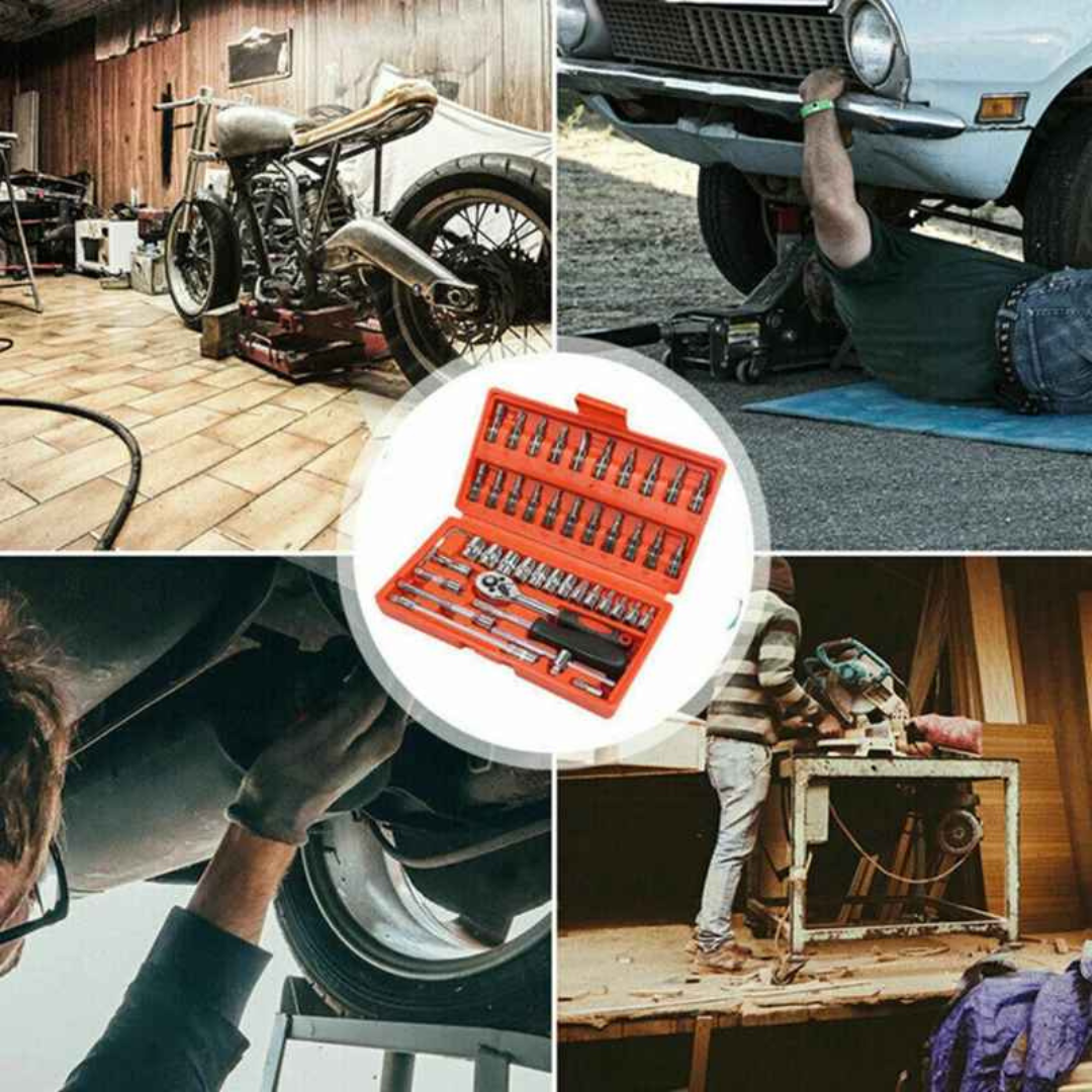 kit de Ferramentas Soquetes, Chave de Fenda, Philips, Torque, Allen com 46 Peças - Drakkar