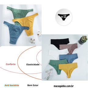 Calcinha Sem Costura Meia Tanga Mimicoo - Compre 5 Leve 12