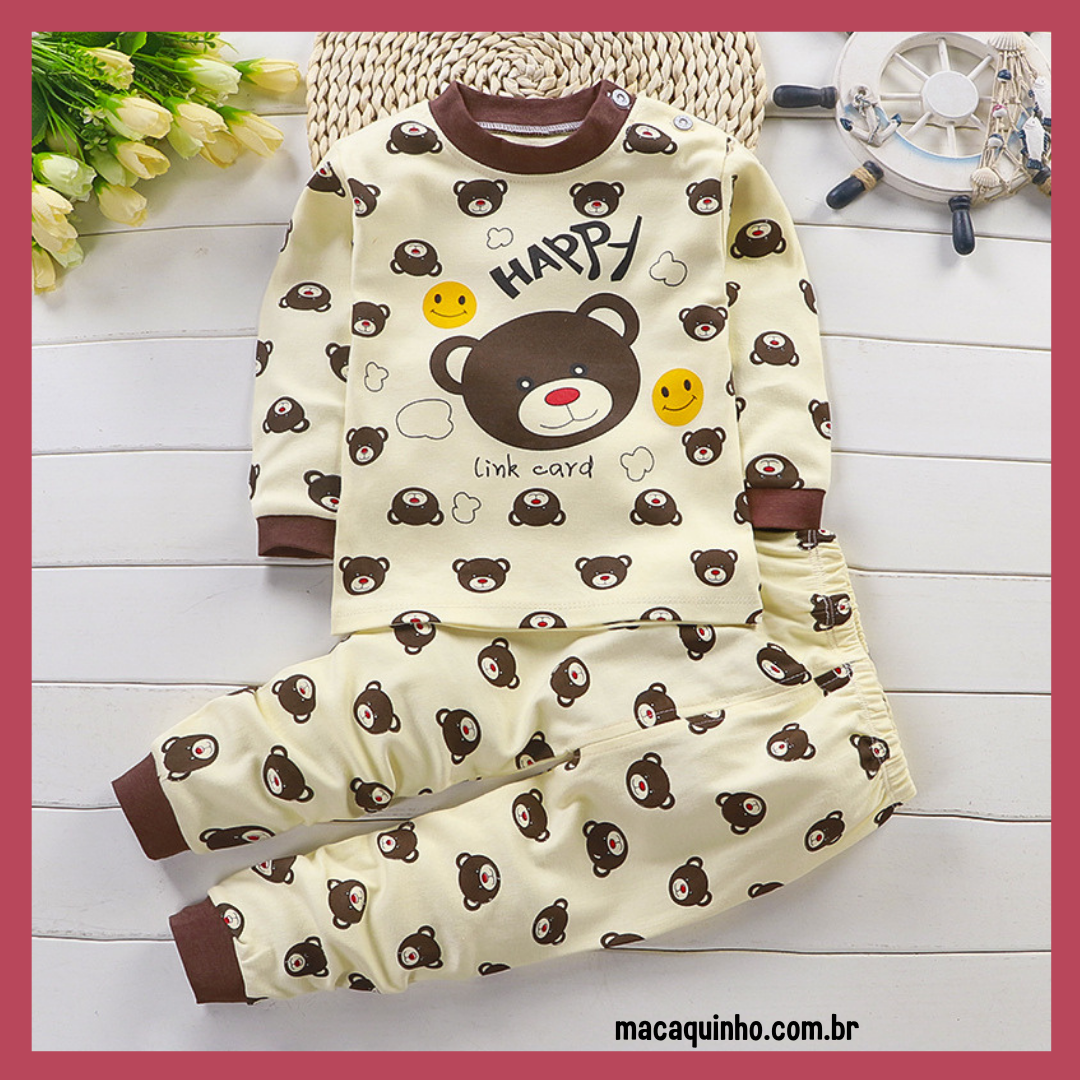 Conjunto Pijama Infantil De Algodão Leo