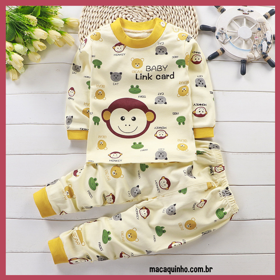 Conjunto Pijama Infantil De Algodão Leo