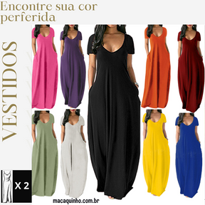 Vestido Manga Curta Plus Size Europa - Compre 1 Leve 2