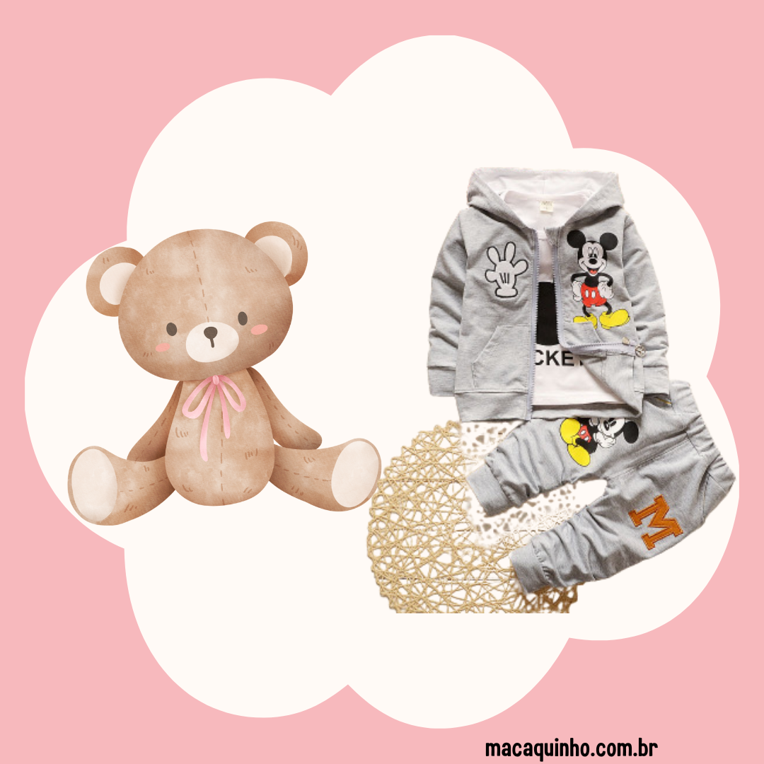 Conjunto de Roupa Infantil, Manga Comprida Mickey