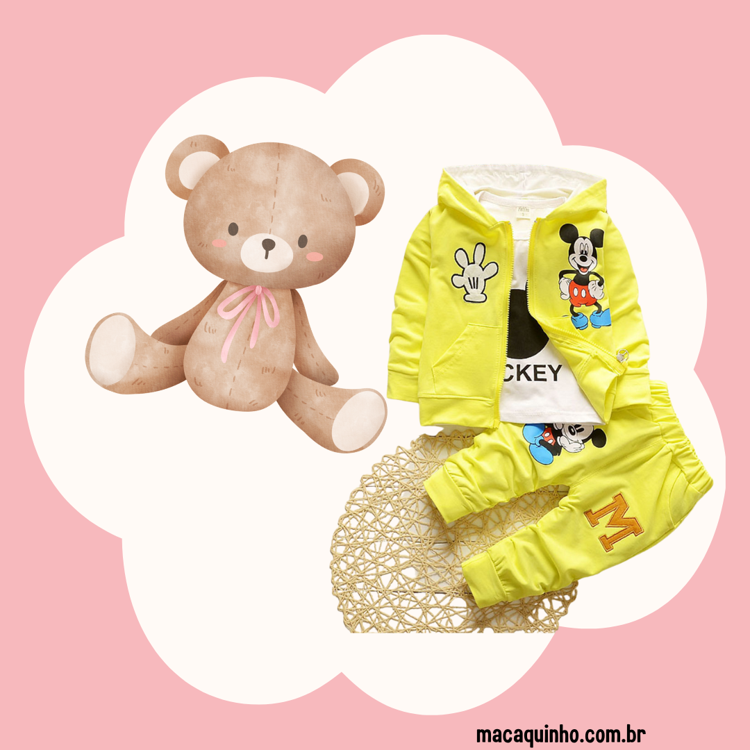 Conjunto de Roupa Infantil, Manga Comprida Mickey