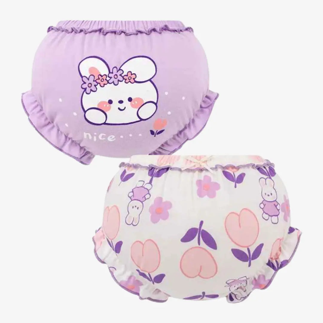 Kit Calcinhas Infantis de Algodão Com Estampa Conforto Diário 2 Peças - Yasmin