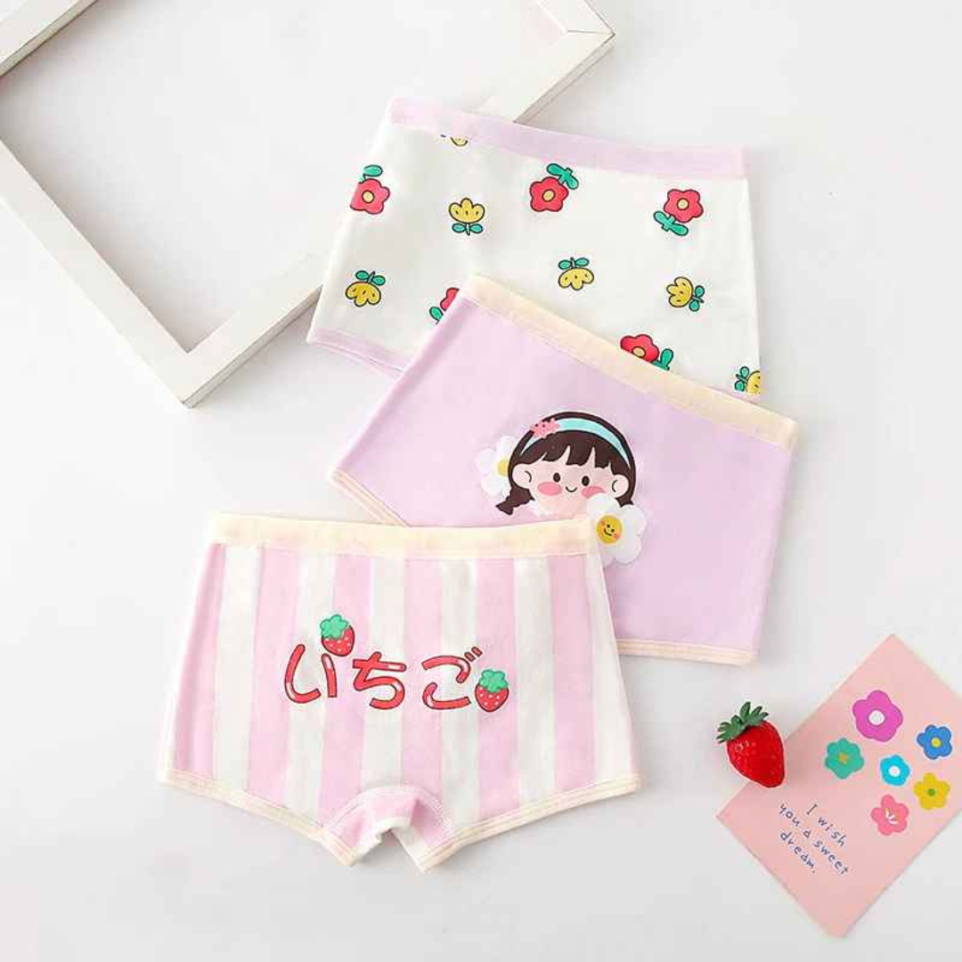 Kit Calcinha Crianças Floral 3 Peças  - Cabintima