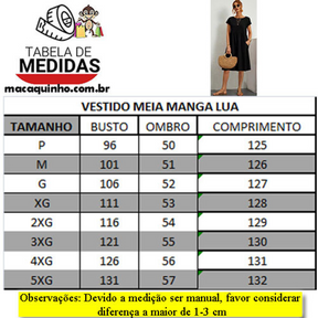 Vestido Meia Manga Lua