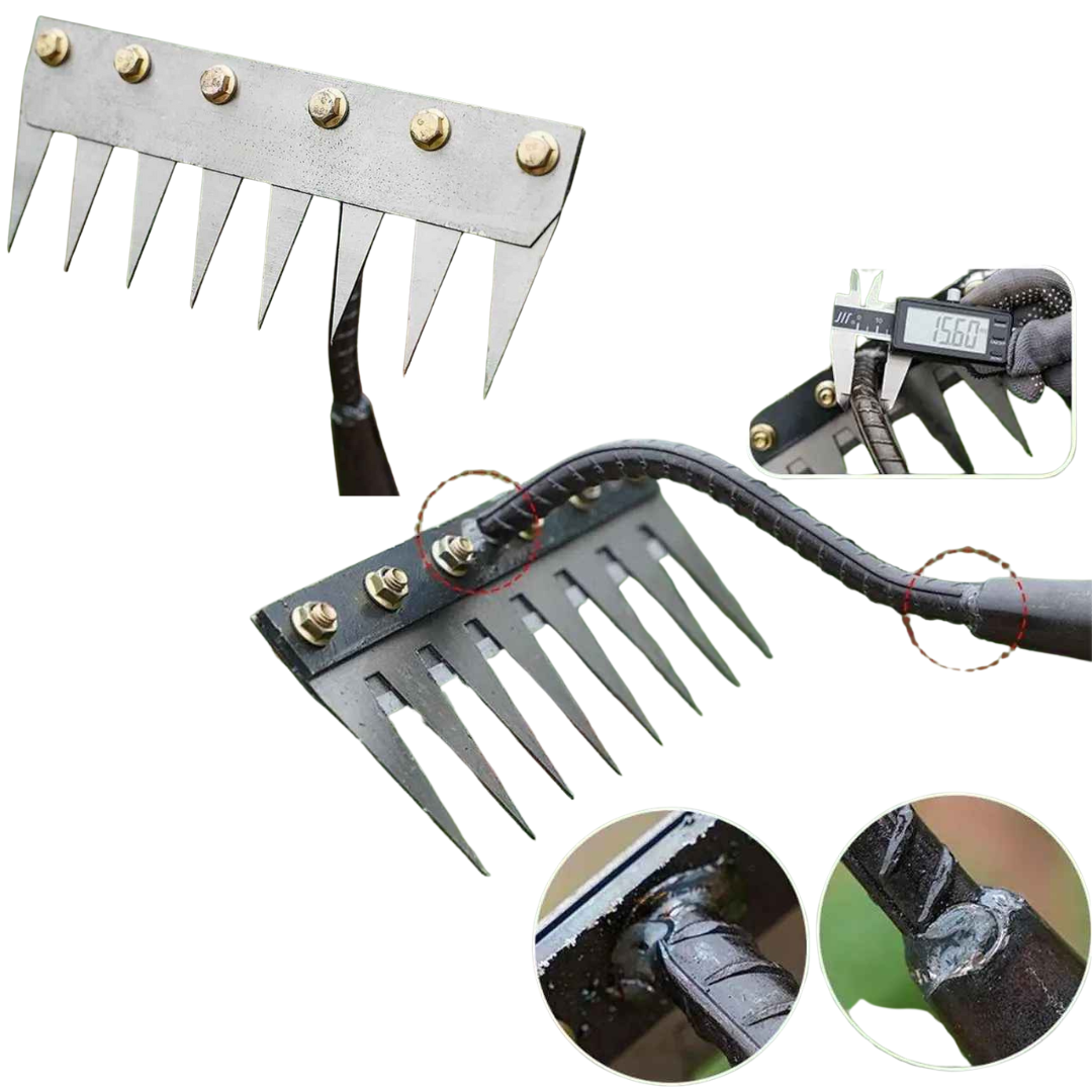 Rastelo de Aço Capina Agricola e Jardim de 5 6 7 8 Dentes - Henriqs