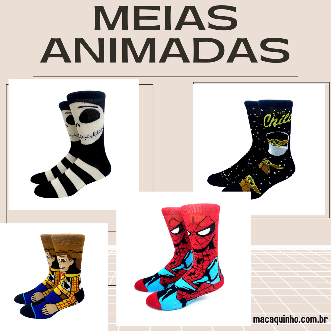 Meias Animadas Longas Cidy - Compre 5 Receba 11