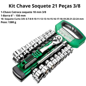Kit Chave de Soquete e Chave de Catraca 1/4 e 3/8  - Soquetools