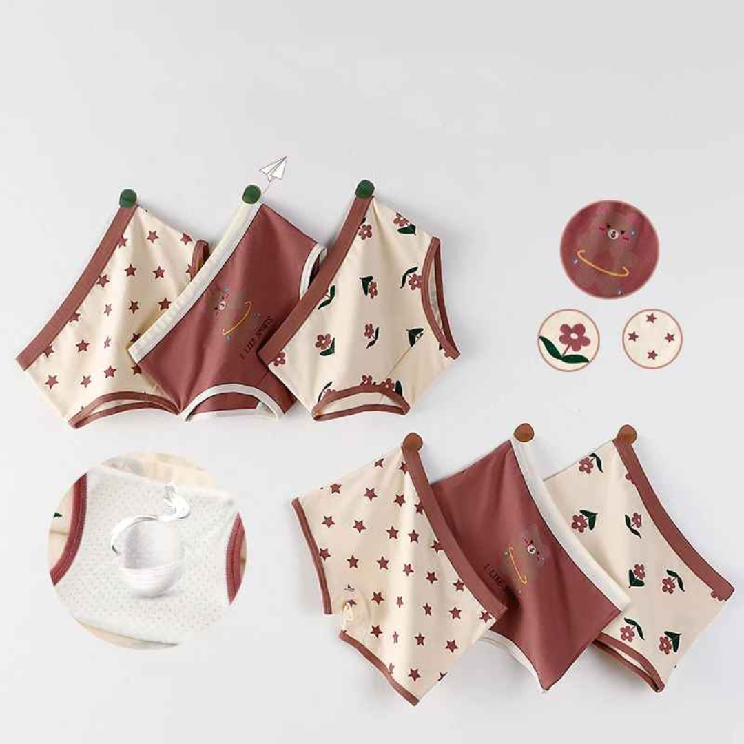 Kit Calcinha Crianças Floral 3 Peças  - Cabintima
