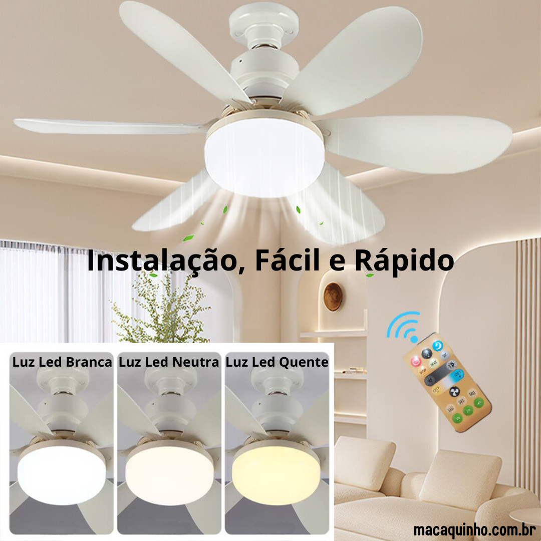 Ventilador de Teto com Soquete Led e Controle Remoto Analuc