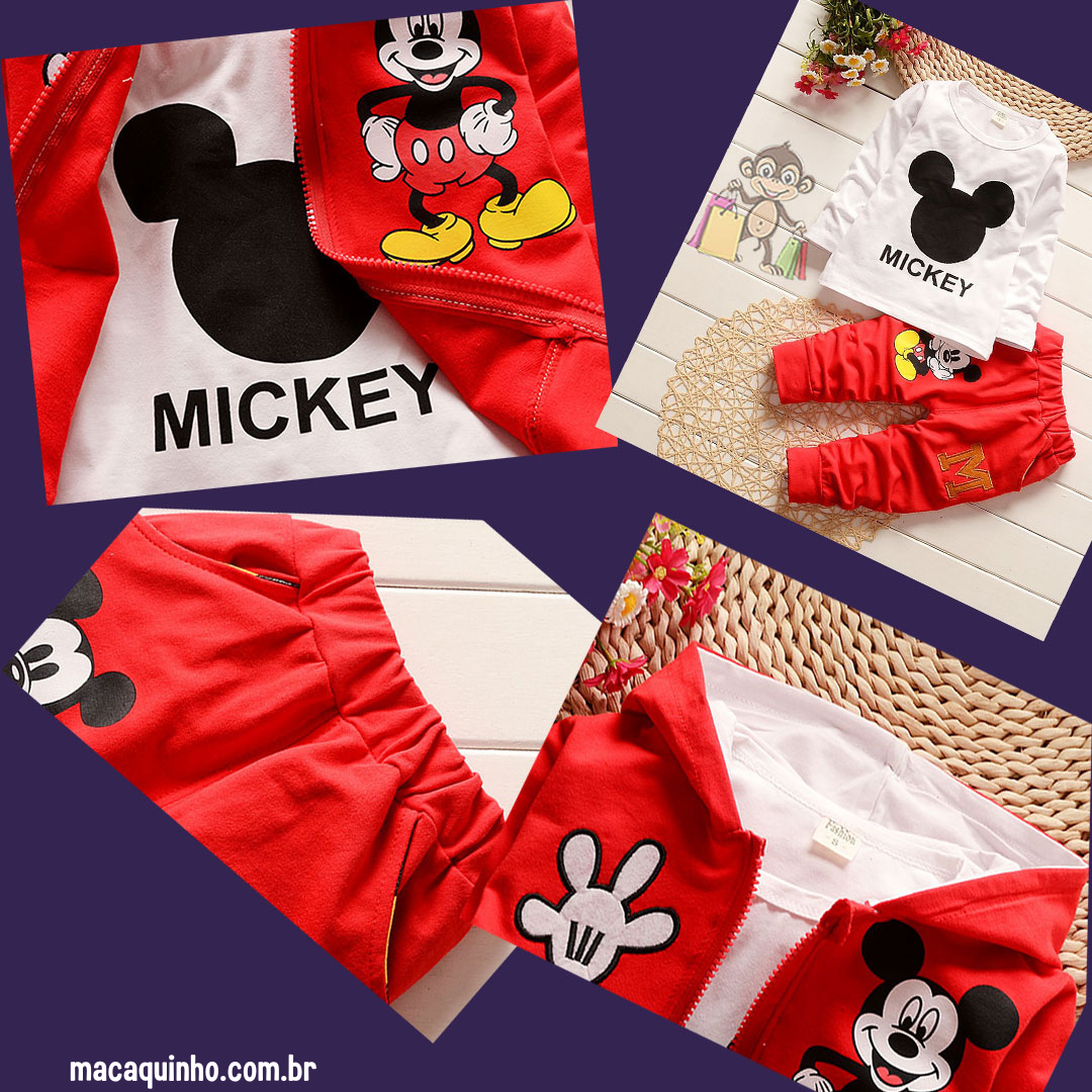 Conjunto de Roupa Infantil, Manga Comprida Mickey