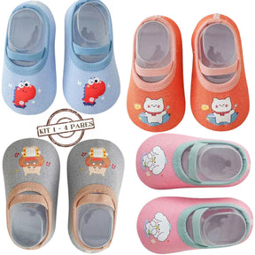 Kit Sapatos Infantis Antiderrapantes Conforto e Segurança 4 Pares - Jardim de Infância