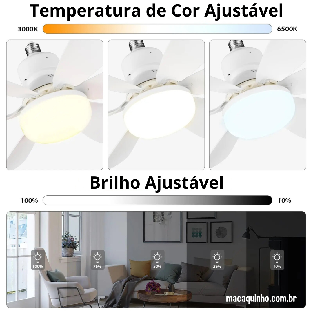 Ventilador de Teto com Soquete Led e Controle Remoto Analuc