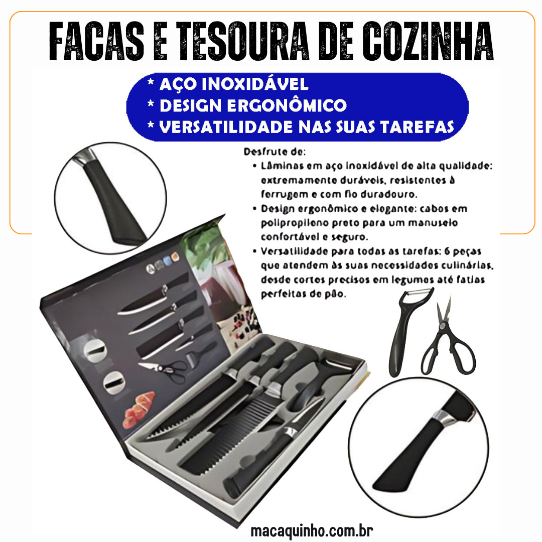 Kit Facas & Tesouras De Cozinha ISOLIN