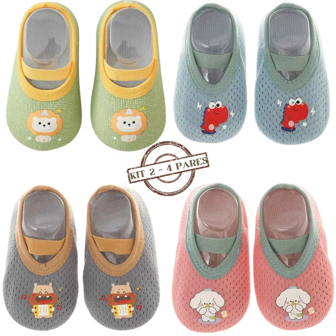 Kit Sapatos Infantis Antiderrapantes Conforto e Segurança 4 Pares - Jardim de Infância