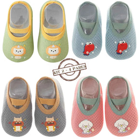 Kit Sapatos Infantis Antiderrapantes Conforto e Segurança 4 Pares - Jardim de Infância