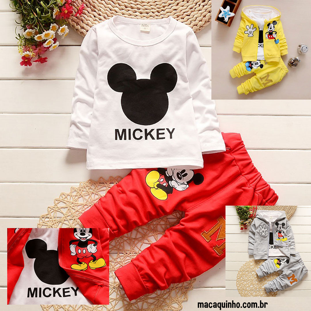 Conjunto de Roupa Infantil, Manga Comprida Mickey