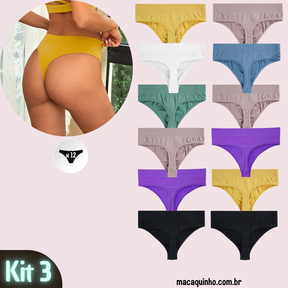 Calcinha Sem Costura Meia Tanga Mimicoo - Compre 5 Leve 12