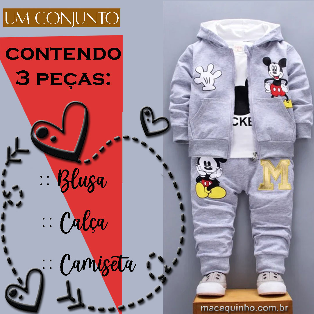 Conjunto de Roupa Infantil, Manga Comprida Mickey