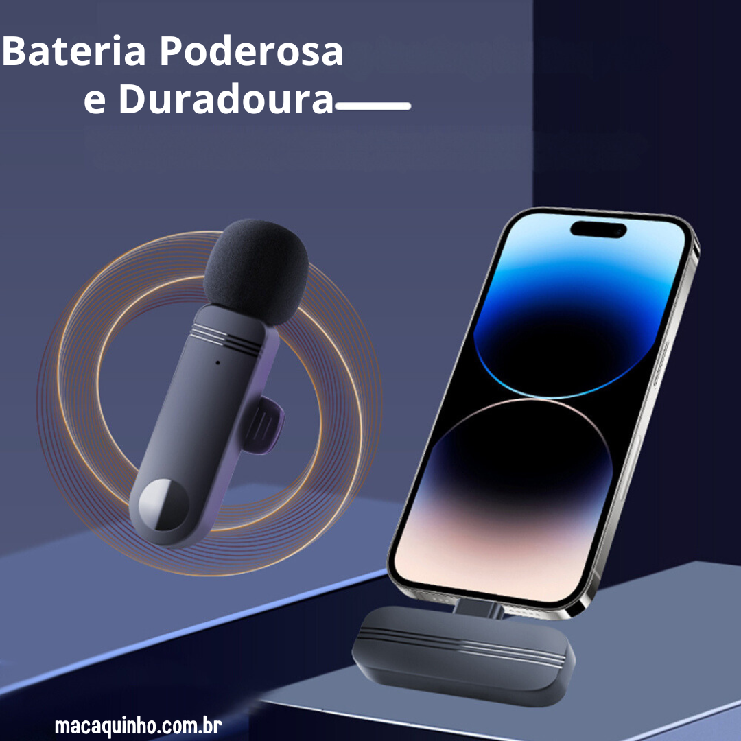 Microfone de Lapela sem Fio, Gravação de Áudio e Vídeo Kimosabe