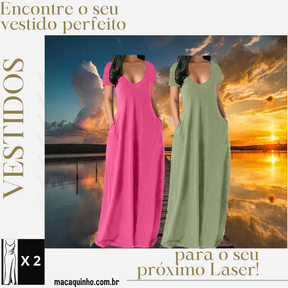 Vestido Manga Curta Plus Size Europa - Compre 1 Leve 2